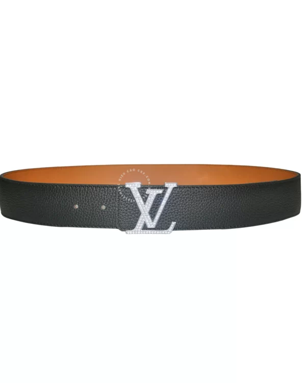 Thắt lưng Louis Vuitton đính đá dây taga đeo hai mặt đen cam