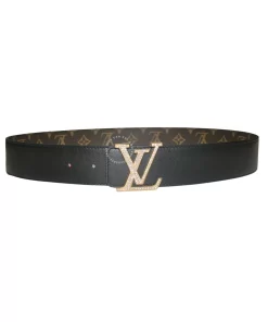 Thắt lưng Louis Vuitton fullbox mặt đính đá dây nâu hoa vàng