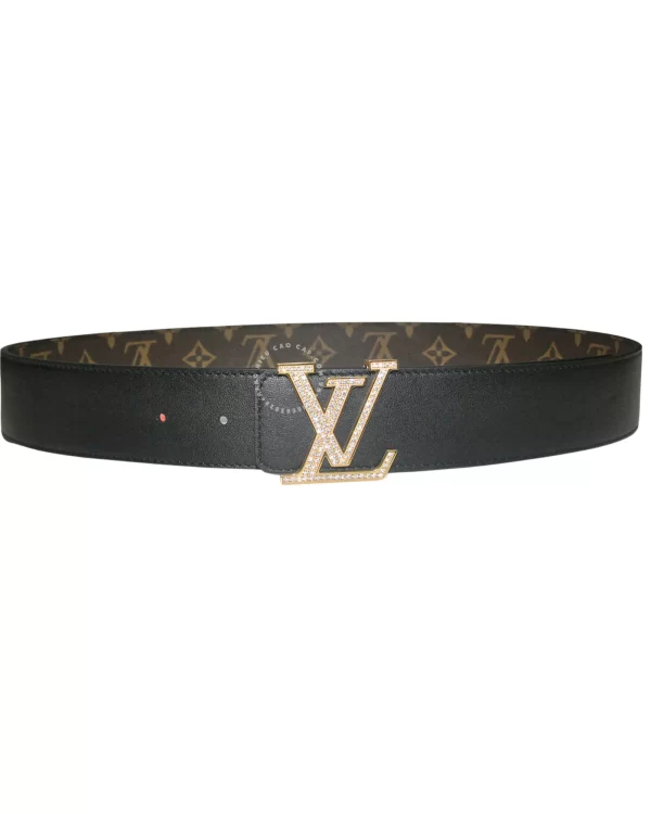 Thắt lưng Louis Vuitton fullbox mặt đính đá dây nâu hoa vàng