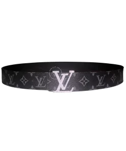 Thắt lưng LV đính đá Louis vuitton mặt trắng dây đen hoa trắng
