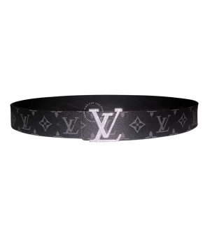 Thắt lưng LV đính đá Louis vuitton mặt trắng dây đen hoa trắng