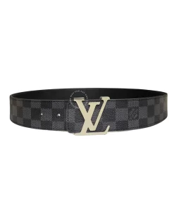Thắt lưng LV siêu cấp Like Auth mặt trắng trơn dây đen caro