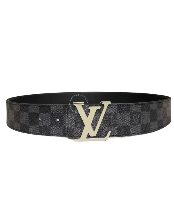 Thắt lưng LV siêu cấp Like Auth mặt trắng trơn dây đen caro