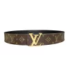 Thắt lưng LV nam cao cấp Louis Vuitton khoá mầu vàng dây hoa nâu