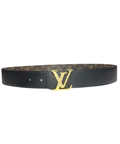 Thắt lưng LV nam cao cấp Louis Vuitton khoá mầu vàng dây hoa nâu
