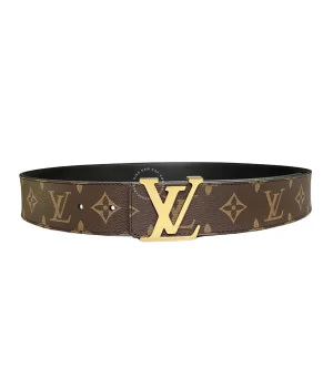 Thắt lưng LV nam cao cấp Louis Vuitton khoá mầu vàng dây hoa nâu
