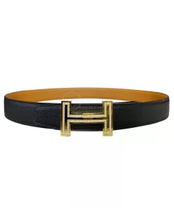 Thắt lưng Hermès nam chính hãng mặt mầu vàng đính đá HMV2