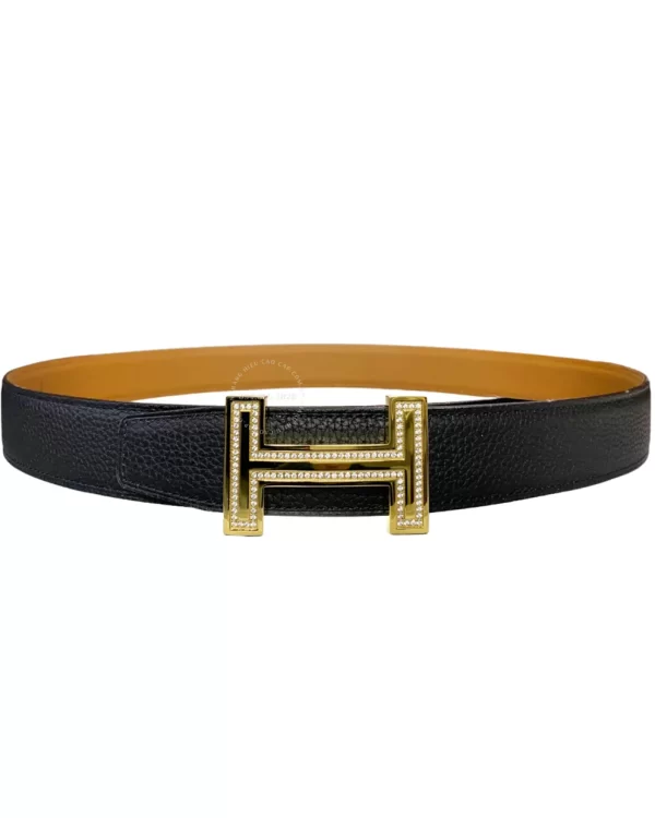 Thắt lưng Hermès nam chính hãng mặt mầu vàng đính đá HMV2