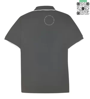 Áo Polo Burberry cổ điển logo thêu nổi mầu đen vải sợi gai