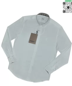 Áo Sơ mi mầu trắng Burberry dài tay hàng hiệu check cổ check tay