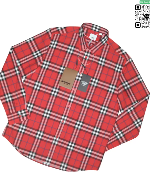 Áo sơ mi nam Burberry mầu đỏ kẻ nhỏ hàng hiệu cao cấp