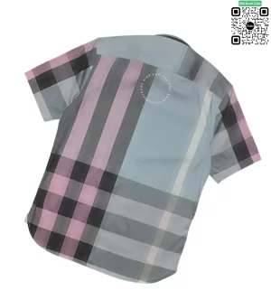 Áo sơ mi nam Burberry ngắn tay tím hồng hàng hiệu chính hãng
