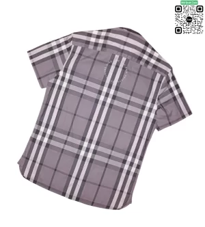 Áo sơ mi nam ngắn tay Burberry kẻ cân mầu khói hàng hiệu like authentic