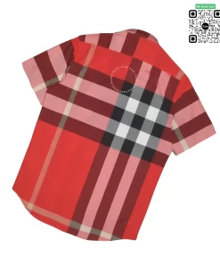 Áo burberry mầu đỏ ngắn tay kẻ to hàng hiệu chính hãng