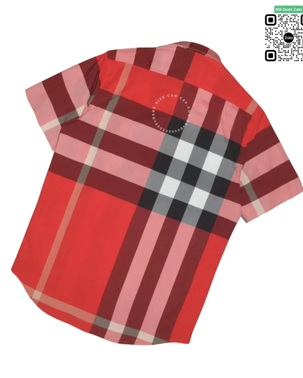 Áo burberry mầu đỏ ngắn tay kẻ to hàng hiệu chính hãng
