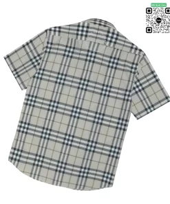 Áo Burberry mầu trắng đục ngắn tay kẻ cân hàng hiệu cao cấp