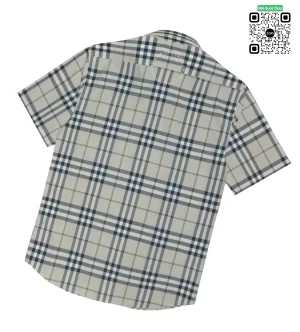 Áo Burberry mầu trắng đục ngắn tay kẻ cân hàng hiệu cao cấp