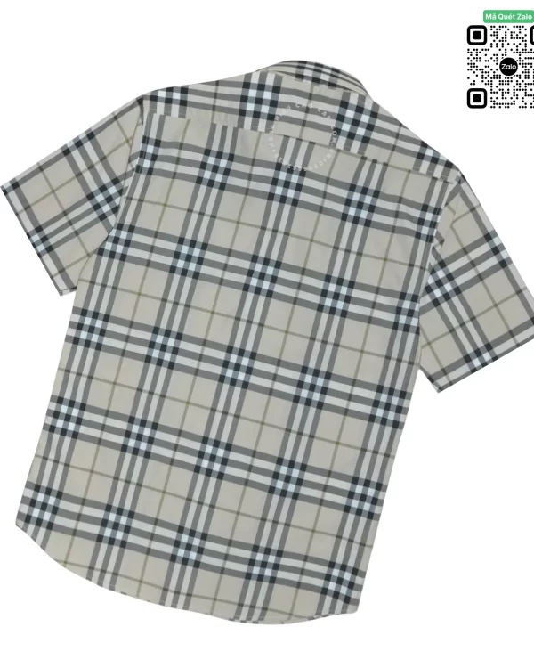 Áo Burberry mầu trắng đục ngắn tay kẻ cân hàng hiệu cao cấp