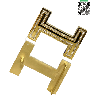 Thắt lưng Hermès nam chính hãng mặt mầu vàng đính đá HMV2