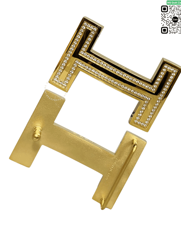 Thắt lưng Hermès nam chính hãng mặt mầu vàng đính đá HMV2