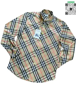 Áo Burberry Dài Tay Kẻ Chéo Màu Vàng Be Hàng Hiệu Chính Hãng