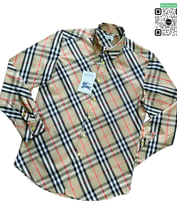 Áo Burberry Dài Tay Kẻ Chéo Màu Vàng Be Hàng Hiệu Chính Hãng
