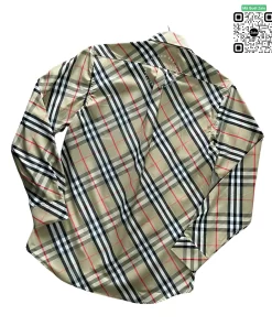 Áo Burberry Dài Tay Kẻ Chéo Màu Vàng Be Hàng Hiệu Chính Hãng