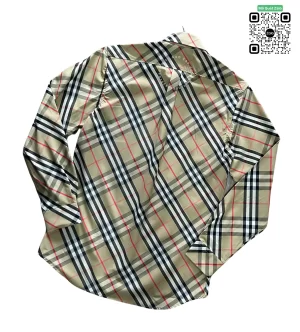 Áo Burberry Dài Tay Kẻ Chéo Màu Vàng Be Hàng Hiệu Chính Hãng
