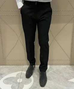Quần Âu Hàng Hiệu Givenchy Màu Đen Ống Côn Vải Co Giãn