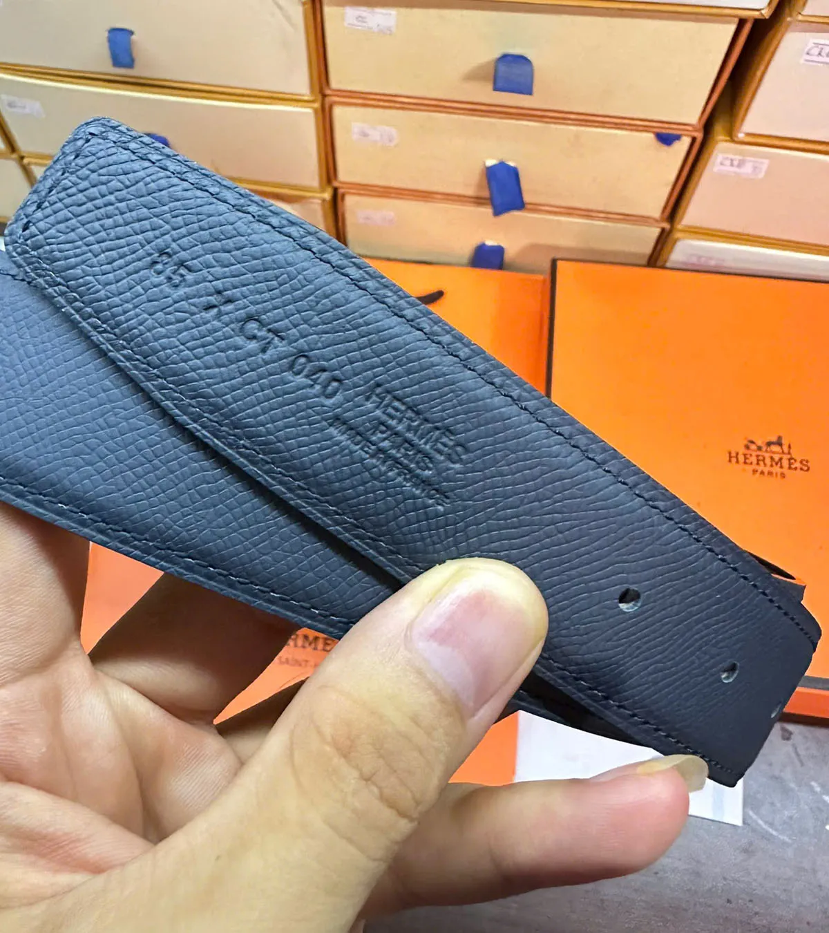 Mã dập size code madein dây lưng Hermess